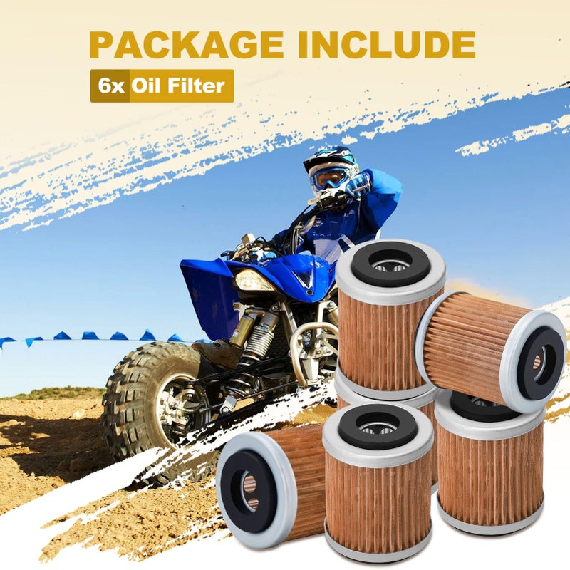 cyleto 6PCS WARRIOR 350 Oil Filter for Yamaha WARRIOR 350 YFM350X 1987-2004 FM350FW BIG BEAR 350 1986-1999 YFM400 BIG BEAR 400 1993-2004 WR426F 2001-2002 YAMAHA WR400F 1998-2002 KN-142 HF 142 - Image 5